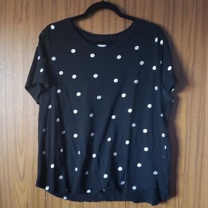 (3/$10) Black Tee with Silver Polka Dots